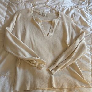 LOFT Cream V-Neck Women's Sweater